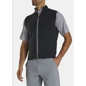 NEW‎ Footjoy Black Full Zip Knit Vest Large Golf Moisture Wicking Breathable